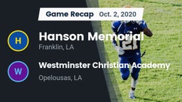 Recap: Hanson Memorial  vs. Westminster Christian Academy  2020