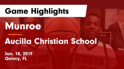 Munroe  vs Aucilla Christian School Game Highlights - Jan. 18, 2019