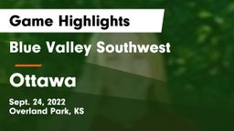 Blue Valley Southwest  vs Ottawa  Game Highlights - Sept. 24, 2022