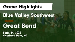 Blue Valley Southwest  vs Great Bend  Game Highlights - Sept. 24, 2022