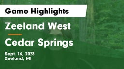 Zeeland West  vs Cedar Springs  Game Highlights - Sept. 16, 2023