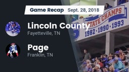Recap: Lincoln County  vs. Page  2018