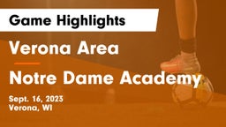 Verona Area  vs Notre Dame Academy Game Highlights - Sept. 16, 2023