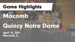 Macomb  vs Quincy Notre Dame Game Highlights - April 14, 2021