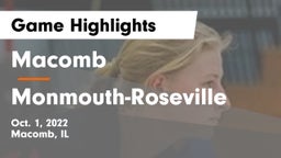 Macomb  vs Monmouth-Roseville  Game Highlights - Oct. 1, 2022