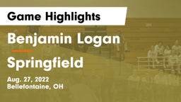 Benjamin Logan  vs Springfield  Game Highlights - Aug. 27, 2022