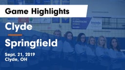 Clyde  vs Springfield  Game Highlights - Sept. 21, 2019