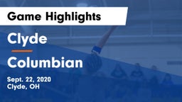 Clyde  vs Columbian  Game Highlights - Sept. 22, 2020