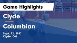Clyde  vs Columbian  Game Highlights - Sept. 22, 2022
