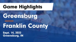 Greensburg  vs Franklin County Game Highlights - Sept. 14, 2022