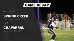 Recap: Spring Creek  vs. Chaparral  2016