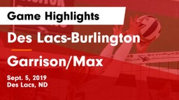 Des Lacs-Burlington  vs Garrison/Max Game Highlights - Sept. 5, 2019