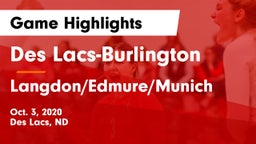 Des Lacs-Burlington  vs Langdon/Edmure/Munich  Game Highlights - Oct. 3, 2020