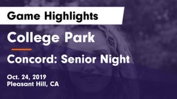 College Park  vs Concord: Senior Night Game Highlights - Oct. 24, 2019