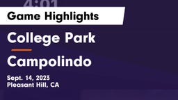 College Park  vs Campolindo  Game Highlights - Sept. 14, 2023