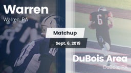 Matchup: Warren vs. DuBois Area  2019