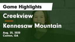 Creekview  vs Kennesaw Mountain Game Highlights - Aug. 25, 2020