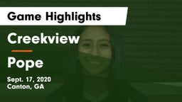 Creekview  vs Pope  Game Highlights - Sept. 17, 2020