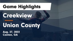 Creekview  vs Union County  Game Highlights - Aug. 27, 2022