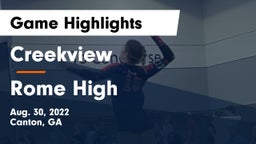 Creekview  vs Rome High Game Highlights - Aug. 30, 2022