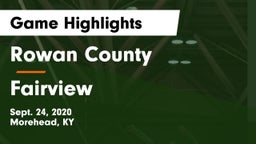 Rowan County  vs Fairview  Game Highlights - Sept. 24, 2020