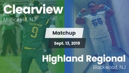 Matchup: Clearview vs. Highland Regional  2019