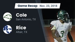 Recap: Cole  vs. Rice  2018