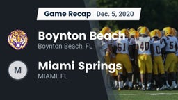 Recap: Boynton Beach  vs. Miami Springs  2020