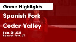 Spanish Fork  vs Cedar Valley  Game Highlights - Sept. 28, 2023