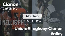 Matchup: Clarion vs. Union/Allegheny-Clarion Valley 2016