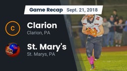 Recap: Clarion  vs. St. Mary's  2018