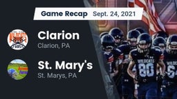 Recap: Clarion  vs. St. Mary's  2021