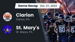Recap: Clarion  vs. St. Mary's  2022