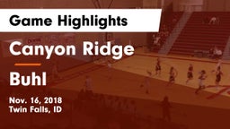 Canyon Ridge  vs Buhl  Game Highlights - Nov. 16, 2018