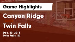 Canyon Ridge  vs Twin Falls Game Highlights - Dec. 20, 2018