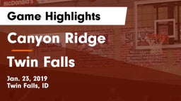 Canyon Ridge  vs Twin Falls Game Highlights - Jan. 23, 2019