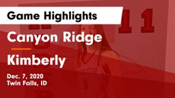 Canyon Ridge  vs Kimberly  Game Highlights - Dec. 7, 2020