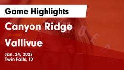 Canyon Ridge  vs Vallivue  Game Highlights - Jan. 24, 2023