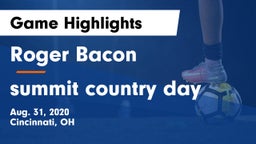 Roger Bacon  vs summit country day Game Highlights - Aug. 31, 2020