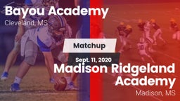 Matchup: Bayou Academy vs. Madison Ridgeland Academy 2020