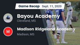 Recap: Bayou Academy  vs. Madison Ridgeland Academy 2020