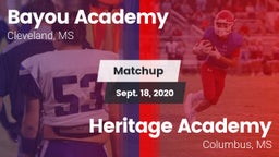 Matchup: Bayou Academy vs. Heritage Academy  2020