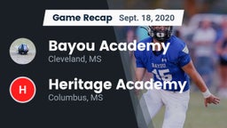 Recap: Bayou Academy  vs. Heritage Academy  2020