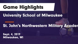 University School of Milwaukee vs St. John's Northwestern Military Academy Game Highlights - Sept. 4, 2019