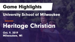 University School of Milwaukee vs Heritage Christian Game Highlights - Oct. 9, 2019