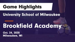 University School of Milwaukee vs Brookfield Academy  Game Highlights - Oct. 24, 2020