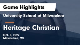 University School of Milwaukee vs Heritage Christian  Game Highlights - Oct. 5, 2022