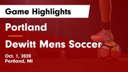 Portland  vs Dewitt Mens Soccer Game Highlights - Oct. 1, 2020