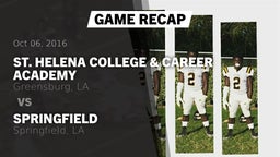 Recap: St. Helena College & Career Academy vs. Springfield  2016
