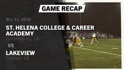 Recap: St. Helena College & Career Academy vs. Lakeview  2016